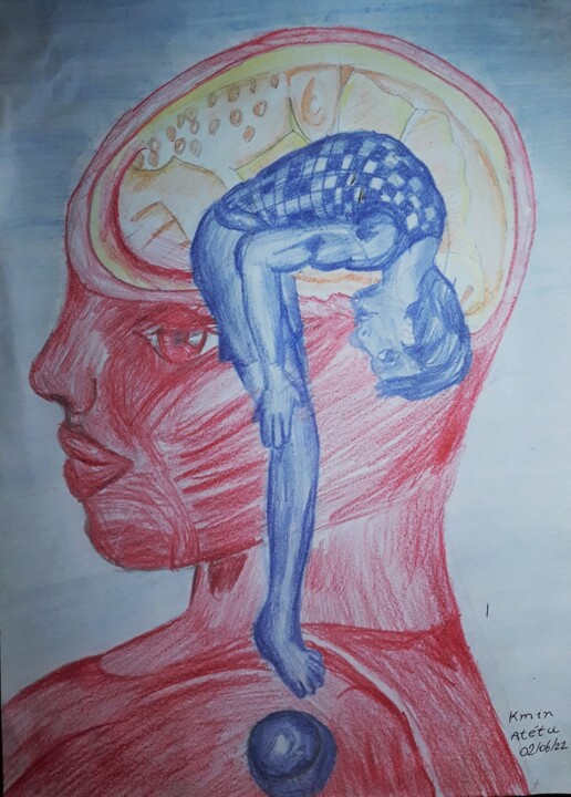Dessin intitulée "Autoconhecimento Pa…" par Kmin Atétu, Œuvre d'art originale, Crayon