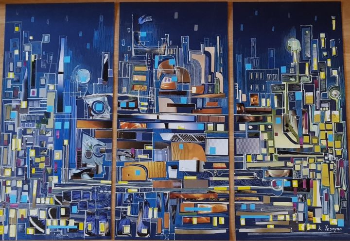 Painting titled "City" by Knkush Yesoyan, Original Artwork, Other
