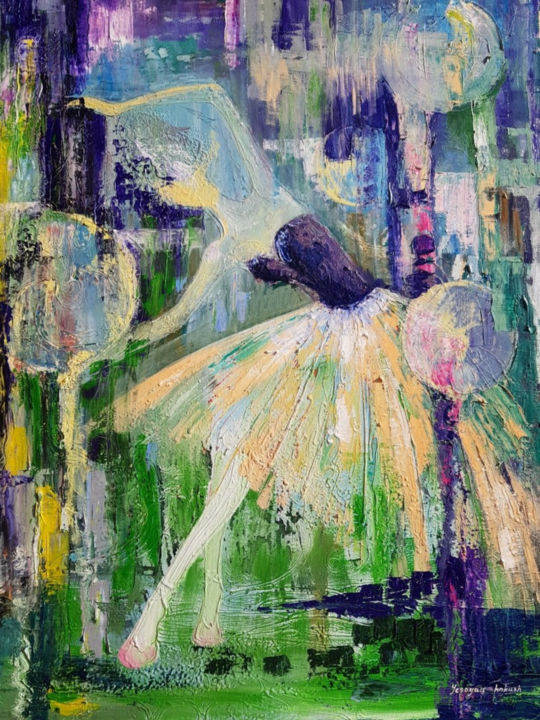 Painting titled "Ballerina" by Knkush Yesoyan, Original Artwork, Oil