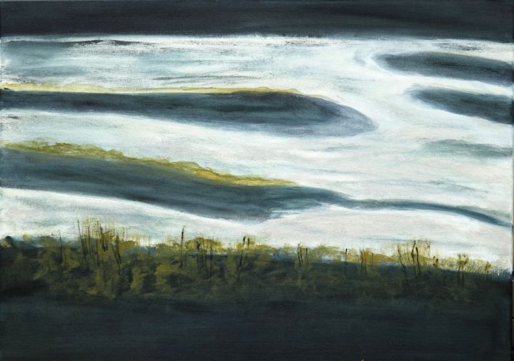 Painting titled "Der Tschingelsee" by Gerhard Knolmayer, Original Art, Acrylic