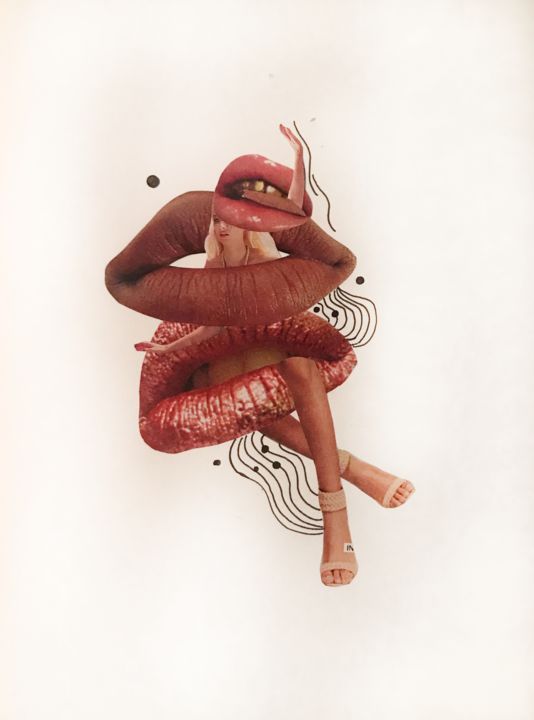 Collagen mit dem Titel "Dan la bouche de ..." von Mumuke, Original-Kunstwerk