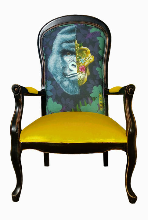 Arte têxtil intitulada "Mountain Gorilla" por Kodan, Obras de arte originais, Serigrafia