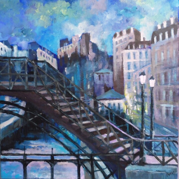 Peinture intitulée "Paris, Hôtel du Nord" par Koen De Weerdt, Œuvre d'art originale, Acrylique