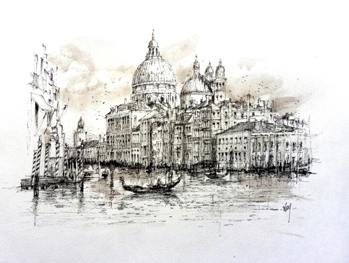 Drawing titled "Venise 2" by Koen De Weerdt, Original Artwork, Ink
