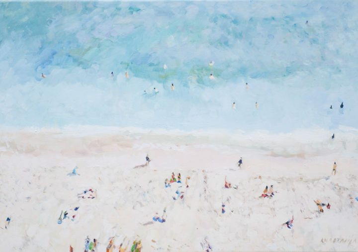 Painting titled "Beach" by Anastasija, Original Artwork, Oil