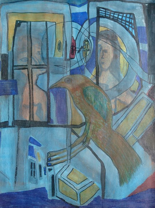 Peinture intitulée "Le visiteur" par Apollinaire Gbeteglo, Œuvre d'art originale, Acrylique