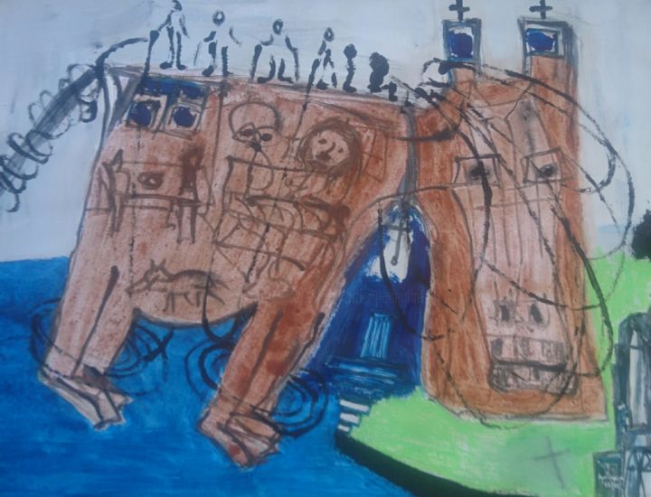 Peinture intitulée "Aliéné" par Apollinaire Gbeteglo, Œuvre d'art originale, Acrylique