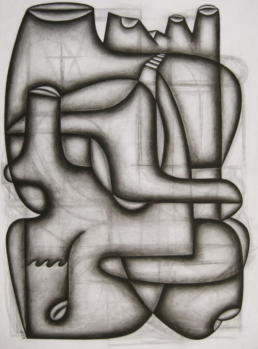 Drawing titled "The Workings of Her…" by Kerry O. Furlani, Original Artwork, Charcoal