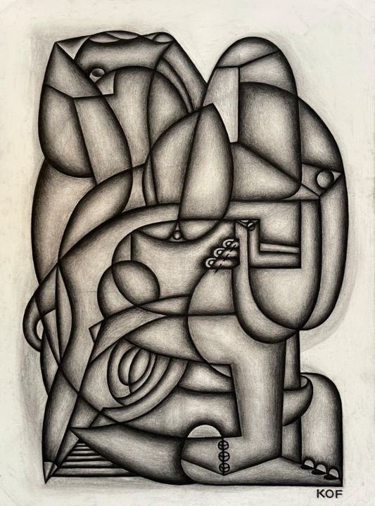 Σχέδιο με τίτλο "Unsheltering of the…" από Kerry O. Furlani, Αυθεντικά έργα τέχνης, Κάρβουνο