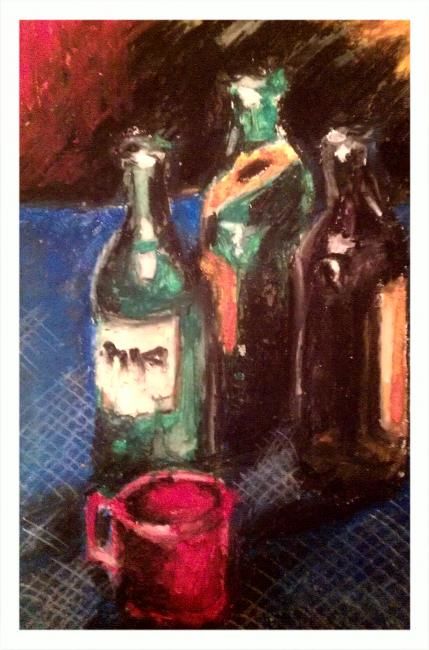 Painting titled "Bottles" by Sztehlo, Original Artwork, Other