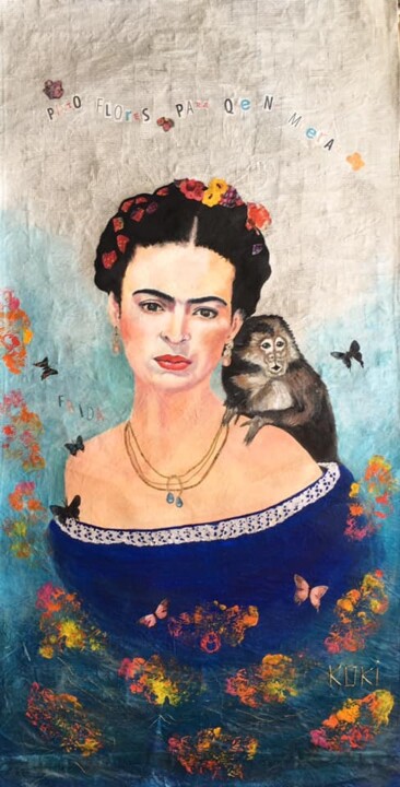 Pintura intitulada "Frida Kahlo y sus f…" por Koki, Obras de arte originais, Acrílico
