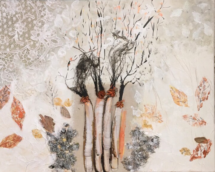 Peinture intitulée "Arbre 1" par Koki, Œuvre d'art originale, Collages