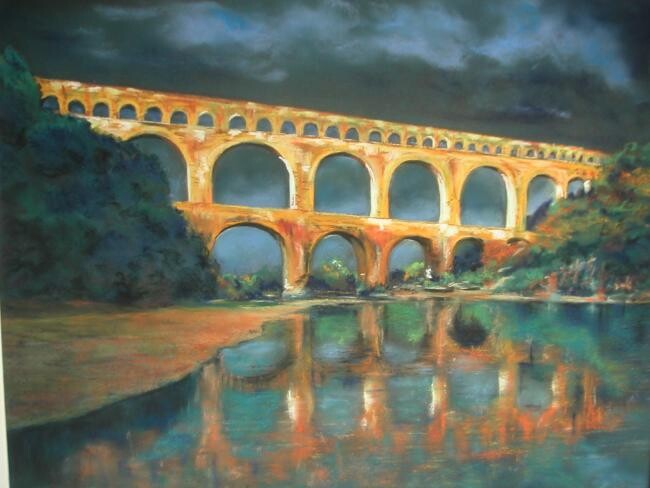 Drawing titled "pont du gard après…" by Koki, Original Artwork, Other