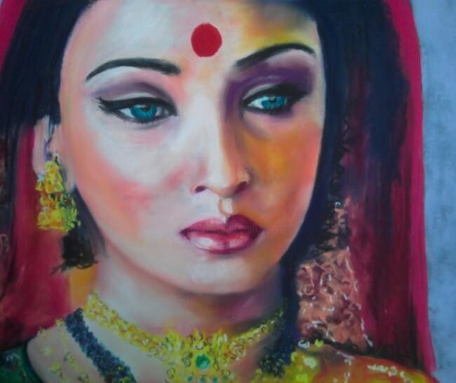 Painting titled "beauté Bollywoodien…" by Koki, Original Artwork