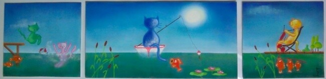 Dessin intitulée "Partida de pesca po…" par Koki, Œuvre d'art originale, Autre