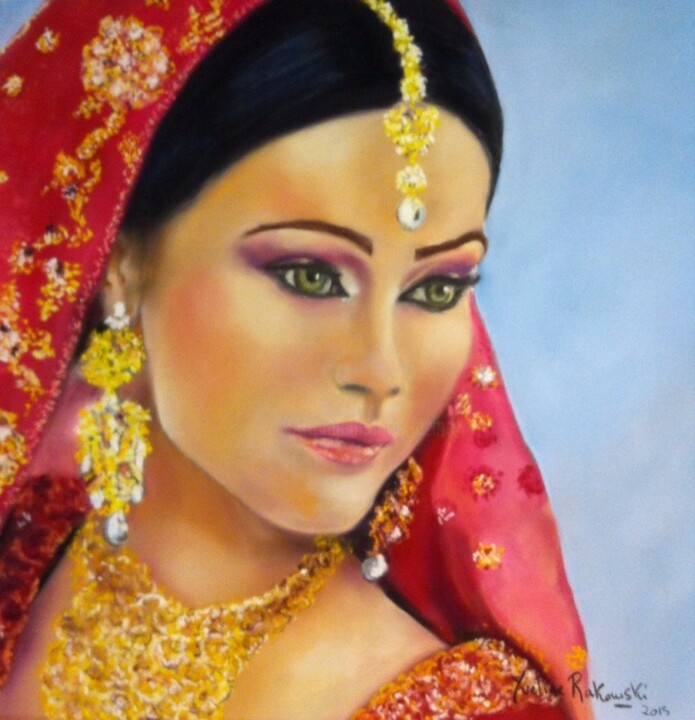 Peinture intitulée "Mariée Indienne" par Koki, Œuvre d'art originale