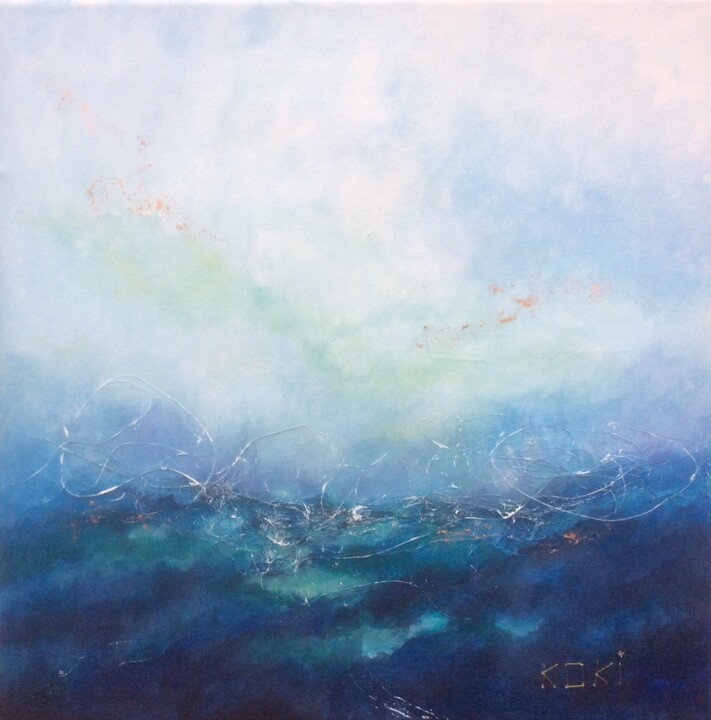 Painting titled "Tumulte bleu" by Koki, Original Artwork