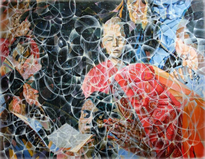 Painting titled "Мир" by Oksana Kokorina, Original Artwork, Oil
