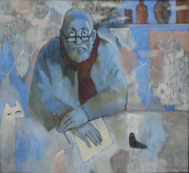 Painting titled "Настоящий художник" by Oksana Kokorina, Original Artwork, Oil