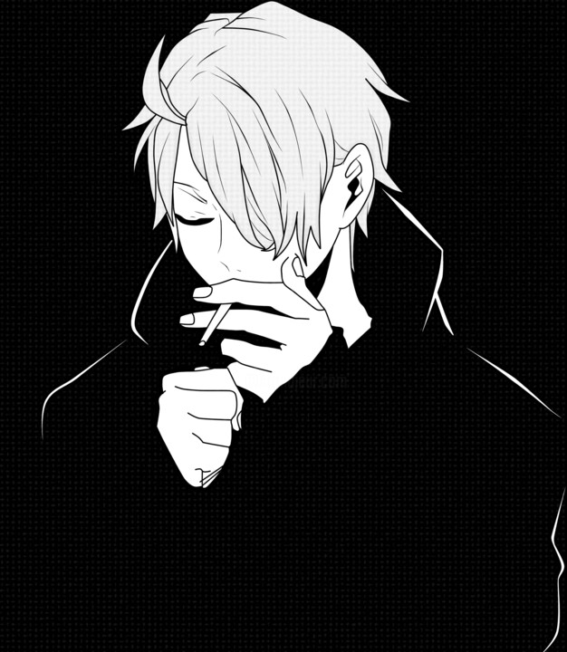 Alone-Anime-Anime-Art-Anime-Boy-Favim-Co, Painting by Koldin | Artmajeur