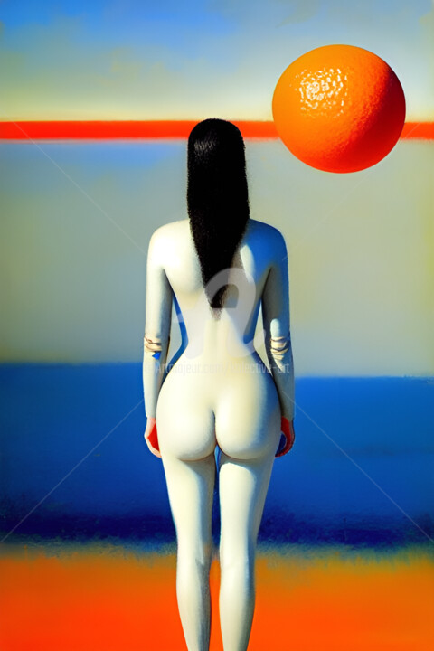 Картина под названием "Perfect round orange" - Kolective Art, Подлинное произведение искусства, Акрил