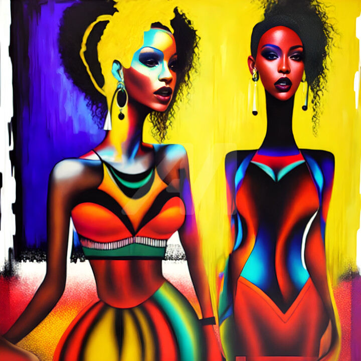 Peinture intitulée "Party girls" par Kolective Art, Œuvre d'art originale, Huile