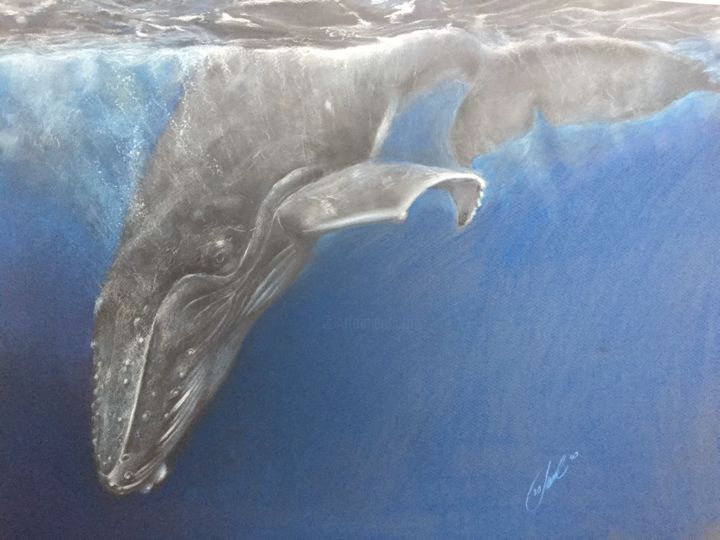 Painting titled "Чёрный кит, Королев…" by Svetlana Tibelius, Original Artwork, Pastel