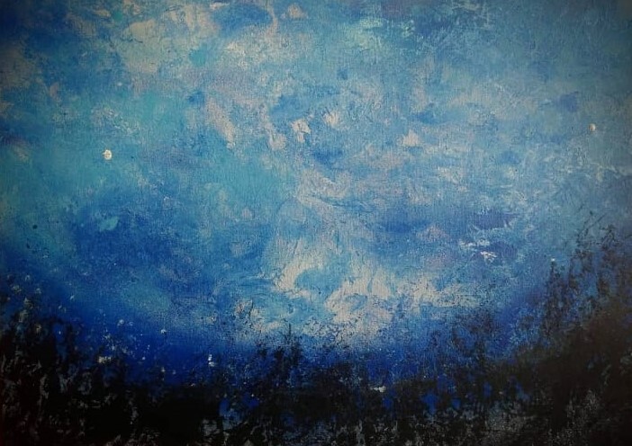 Painting titled "city blue  #ArtistS…" by Kolir, Original Artwork, Spray paint