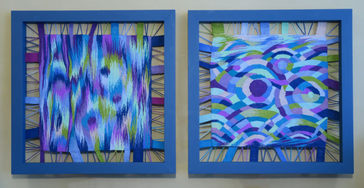 纺织艺术 标题为“Метаморфозы дождя” 由Татьяна Колобова, 原创艺术品, 挂毯 安装在木质担架架上