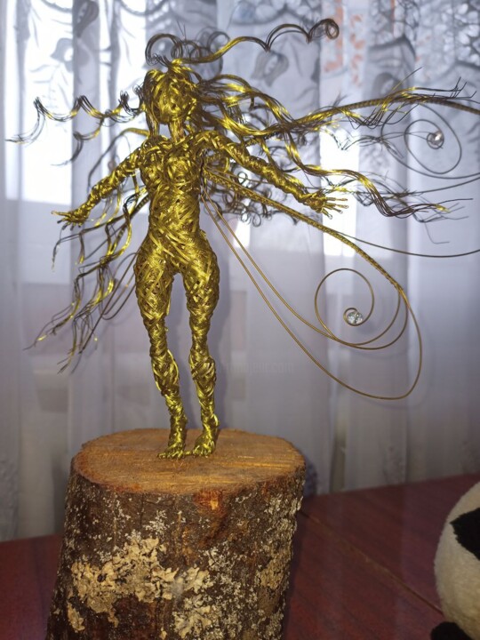 Sculpture titled "wire fairy #4" by Kolobrawen, Original Artwork, Metals