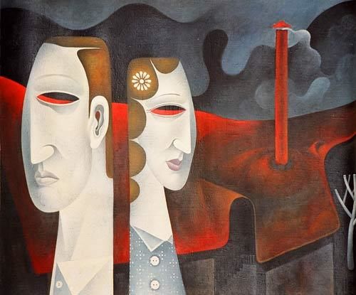 Painting titled "The two together" by Kolomenkov Alexander, Original Artwork