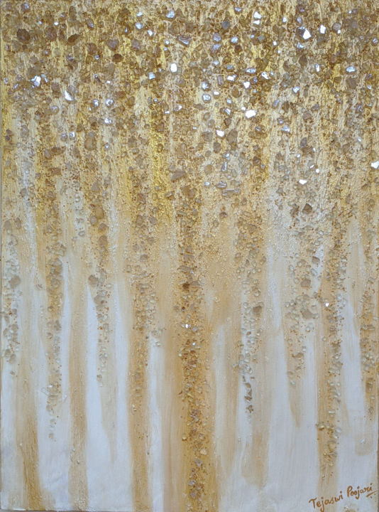 Painting titled "Crushed glass art,…" by Kolor Kovela By Tejaswi Poojari, Original Art, Acrylic