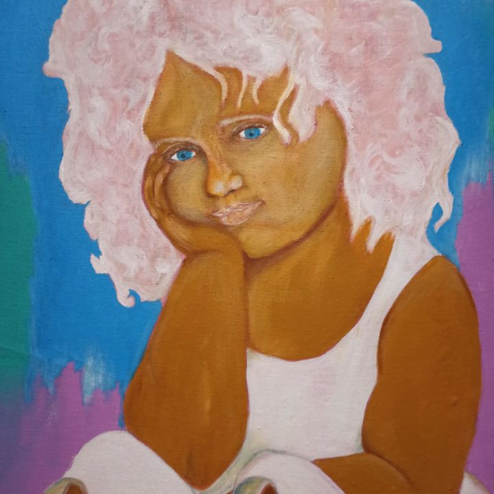 Painting titled "Baby angel" by Angela Antonova, Original Artwork, Acrylic