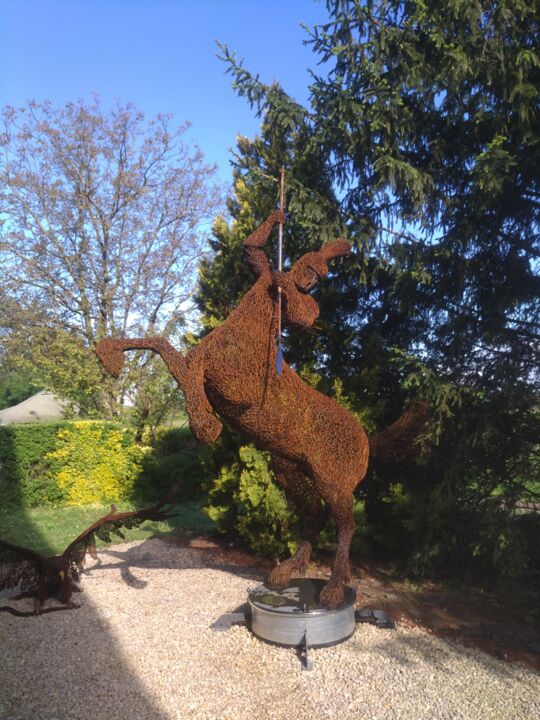 Sculpture titled "Centaur Warrior exc…" by Komaromi Laszlo, Original Artwork, Metals Mounted on Metal