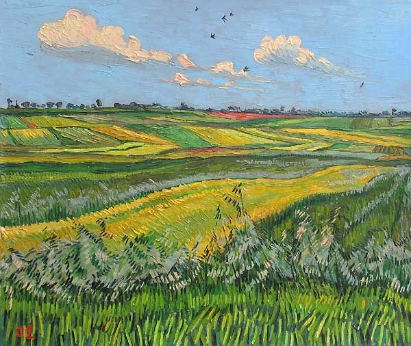 Картина под названием "Wheat fields and cl…" - Vitali Komarov, Подлинное произведение искусства
