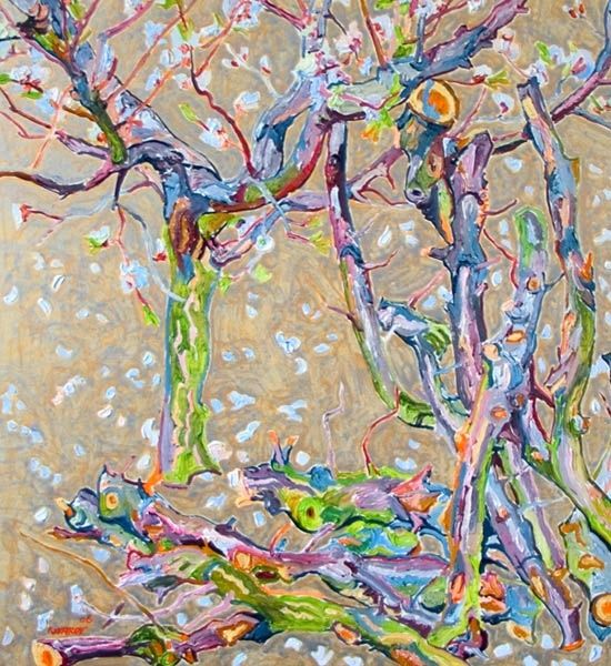 Painting titled "Apricot tree after…" by Vitali Komarov, Original Artwork