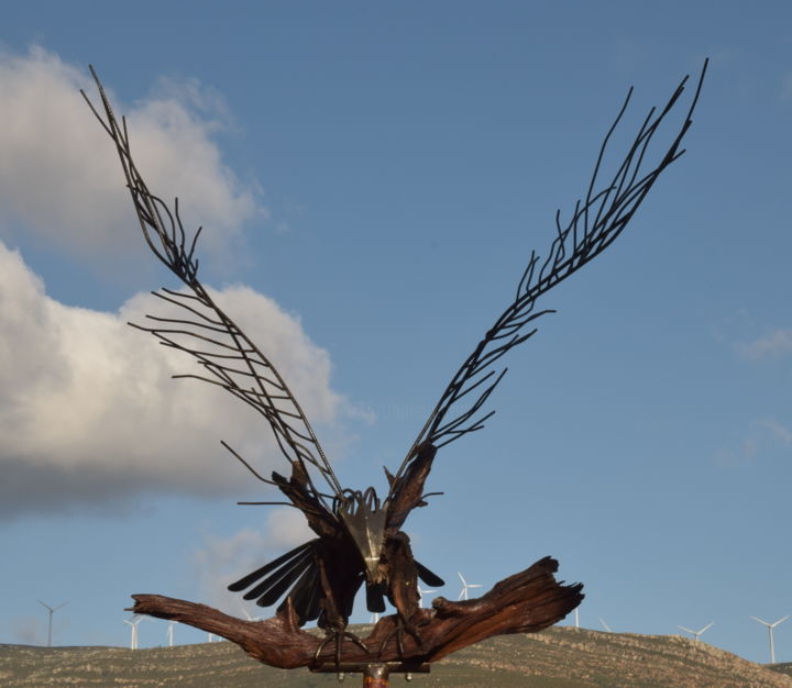 Sculpture intitulée ""The Eagle"" par Komas, Œuvre d'art originale, Bois