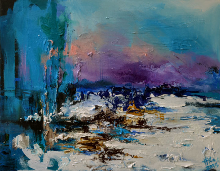 Malerei mit dem Titel "Late winter" von Zhanna Kondratenko, Original-Kunstwerk, Öl