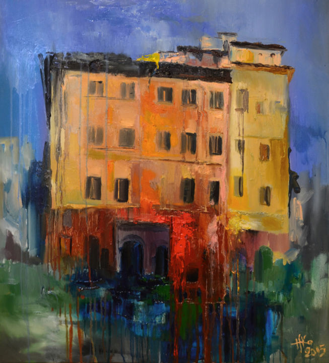 Malerei mit dem Titel "Albergo Abruzzi" von Zhanna Kondratenko, Original-Kunstwerk, Öl