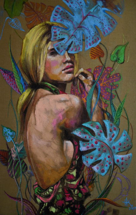 제목이 "Amazon"인 미술작품 Zhanna Kondratenko로, 원작, 기름 나무 들것 프레임에 장착됨