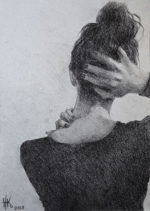 Рисунок под названием "Head. Study #0030" - Zhanna Kondratenko, Подлинное произведение искусства, Древесный уголь