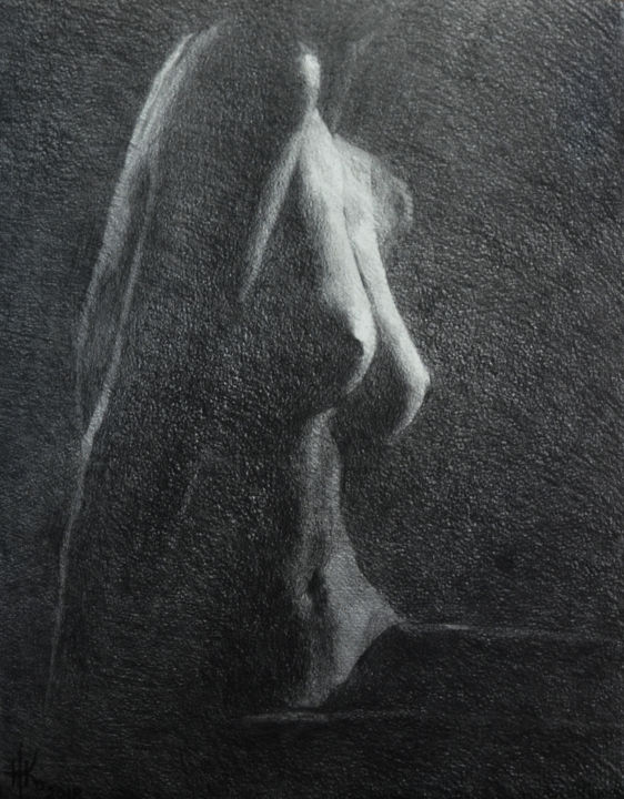 Σχέδιο με τίτλο "Body. Study #0092" από Zhanna Kondratenko, Αυθεντικά έργα τέχνης, Κάρβουνο