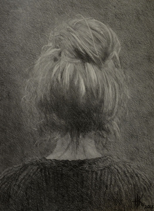 Drawing titled "Head. Study #0031" by Zhanna Kondratenko, Original Artwork, Charcoal