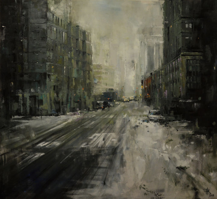 Peinture intitulée "New York Winter" par Zhanna Kondratenko, Œuvre d'art originale, Huile