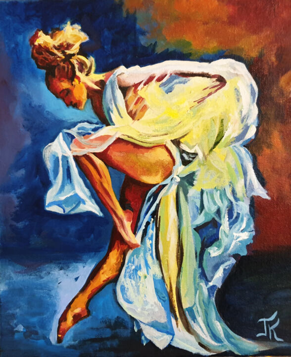 Painting titled "Ballerina" by Konstantin Gusev, Original Artwork, Oil Mounted on Other rigid panel