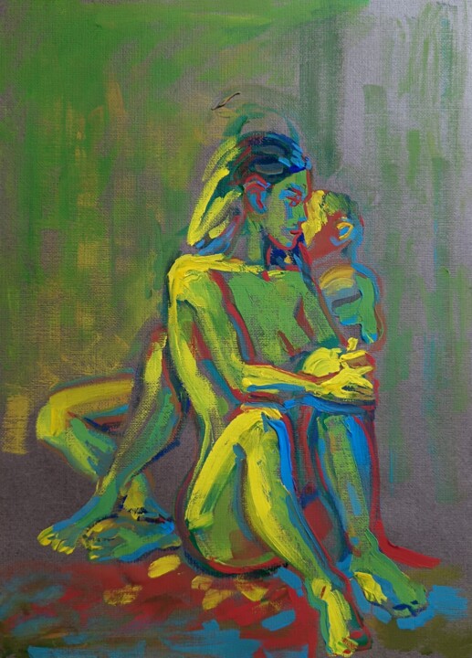 Painting titled "Desire to stay with…" by Konstantin Lakstigal, Original Artwork, Tempera