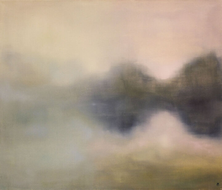 Painting titled "fog" by Konstantin Logunov, Original Artwork, Oil Mounted on Wood Stretcher frame
