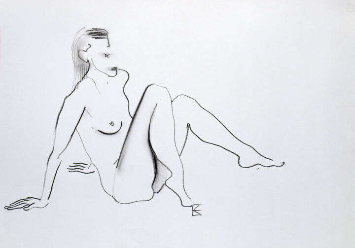 Tekening getiteld "Nude" door Konstantin Shipov, Origineel Kunstwerk, Potlood