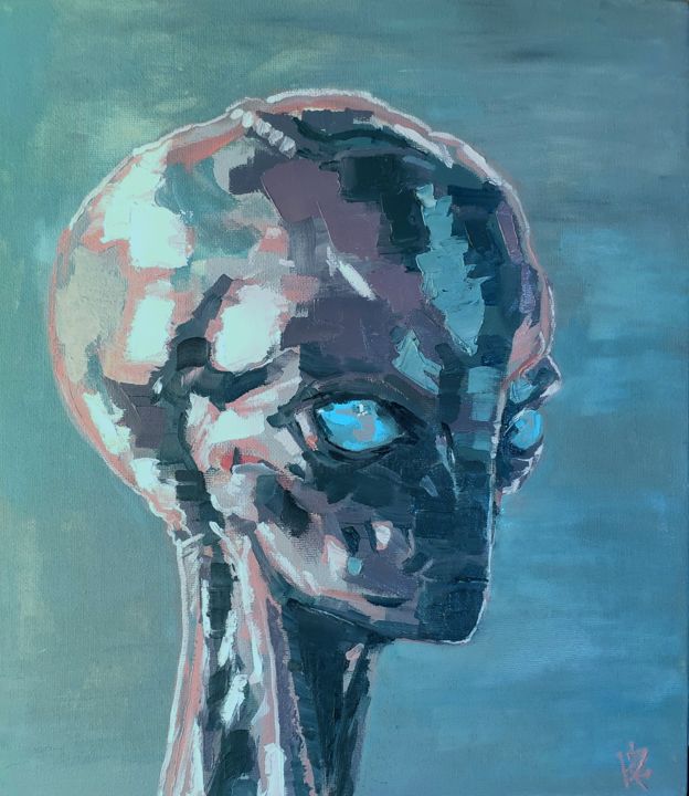 Painting titled "the alien" by Konstantin Zet, Original Artwork, Oil