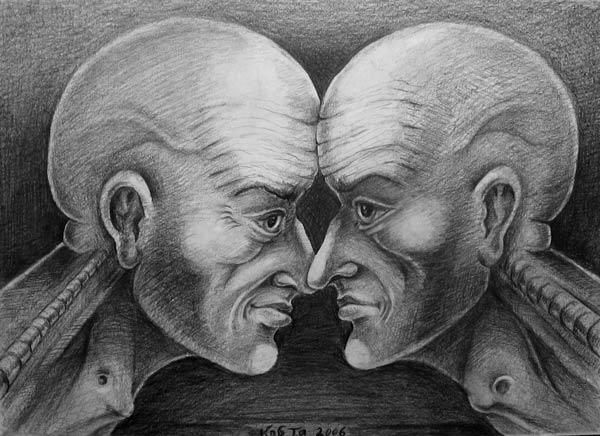 Drawing titled "Twins " by Kosta, Original Artwork